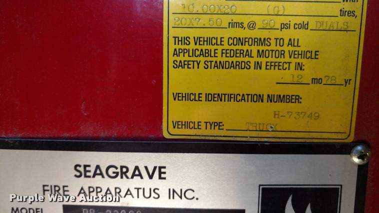 image for item BU9912 Seagrave fire truck