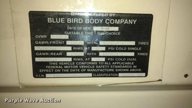 image for item DA5506 1993 Blue Bird TC2000 school bus