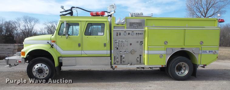image for item DB0731 1993 International 4800 Crew Cab foam pumper fire truck