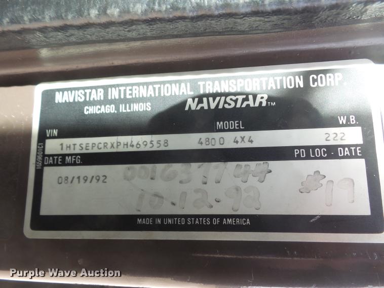 image for item DB0731 1993 International 4800 Crew Cab foam pumper fire truck