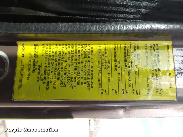 image for item DB0731 1993 International 4800 Crew Cab foam pumper fire truck