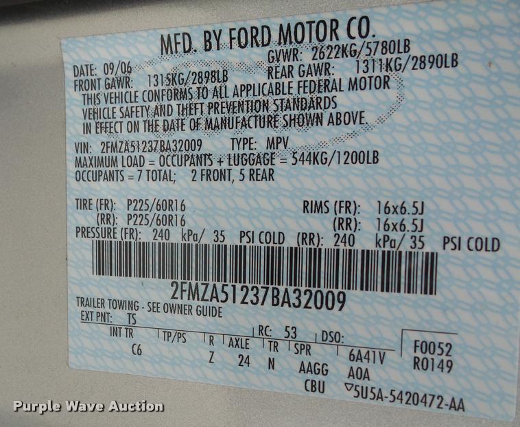 image for item DB0734 2007 Ford Freestar van