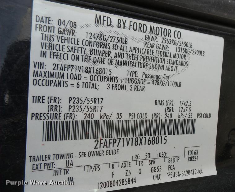 image for item DB0735 2008 Ford Crown Victoria Police Interceptor