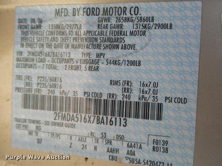 image for item DB1877 2007 Ford Freestar SE van