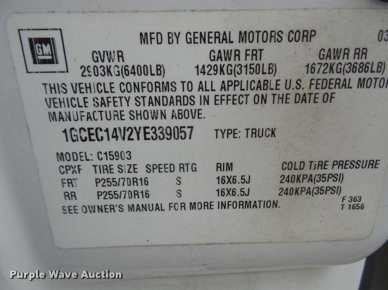 image for item DB2976 2000 Chevrolet Silverado 1500 pickup truck