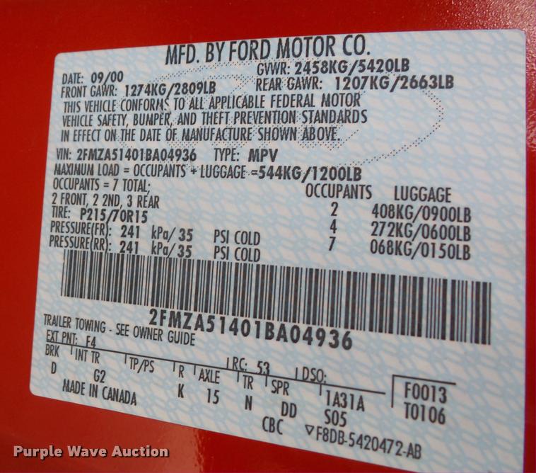 image for item DB2982 2001 Ford Windstar van