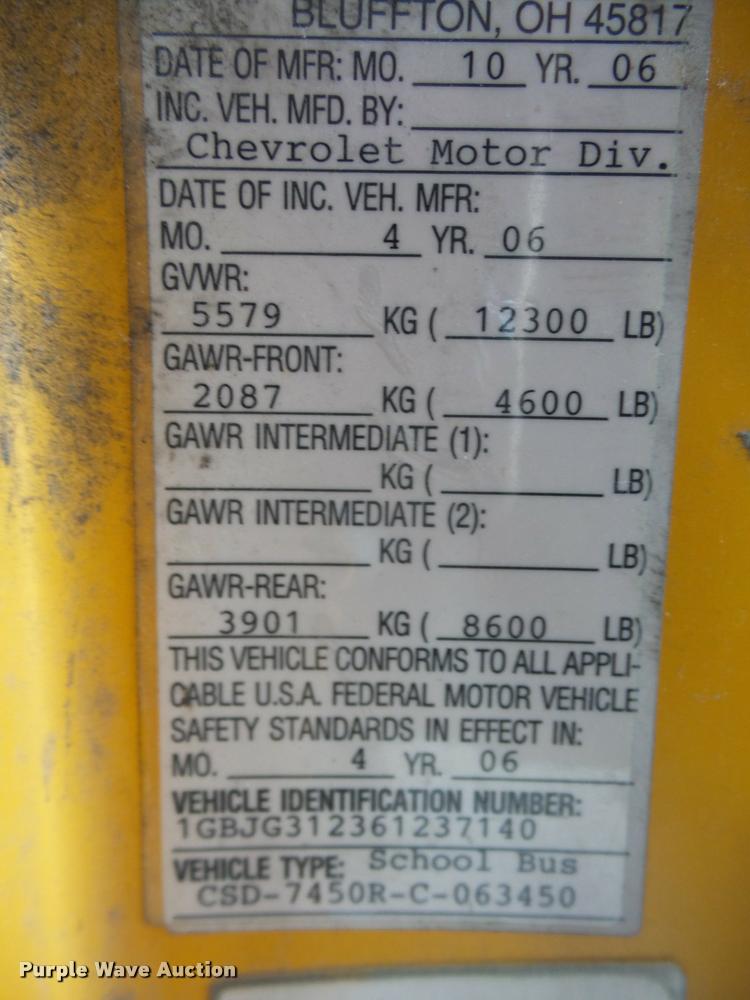 image for item DB2984 2006 Chevrolet Express 3500 Cargo school bus