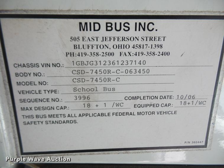 image for item DB2984 2006 Chevrolet Express 3500 Cargo school bus