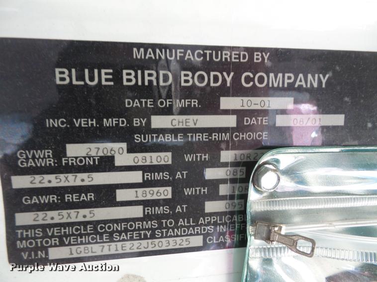 image for item DB2985 2002 Chevrolet Blue Bird school bus