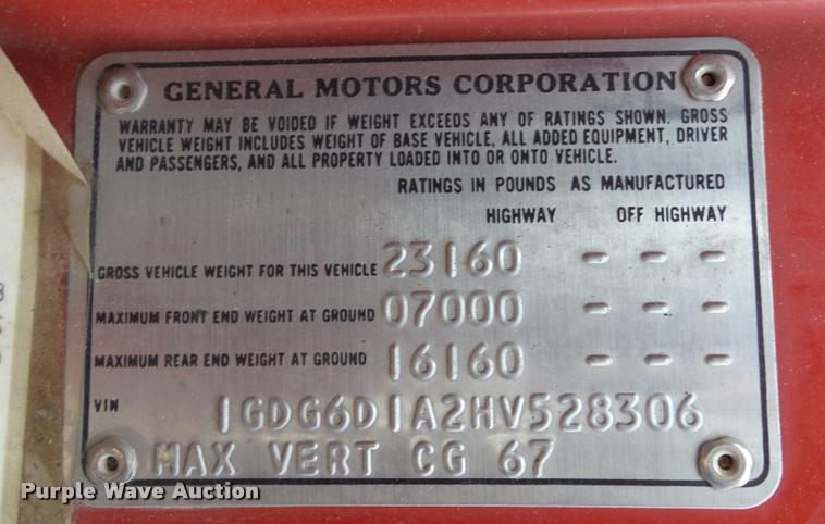 image for item DB3750 1987 GMC TopKick 6000 dump truck