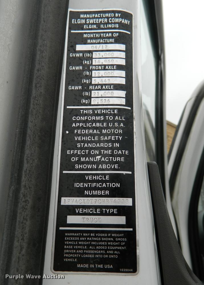 image for item J8798 2012 Freightliner Business Class M2 Elgin Crosswind Regenerative Series J300 street sweeper truck