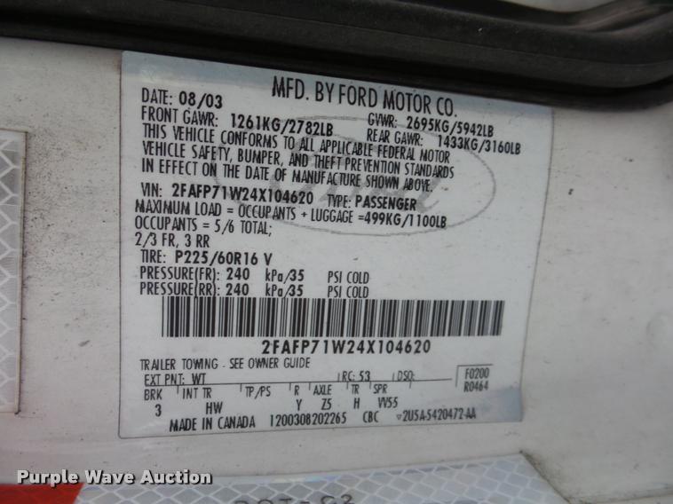 image for item L3632 2004 Ford Crown Victoria Police Interceptor