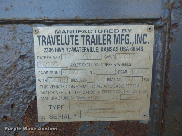 image for item DA5885 1996 Travelute livestock trailer
