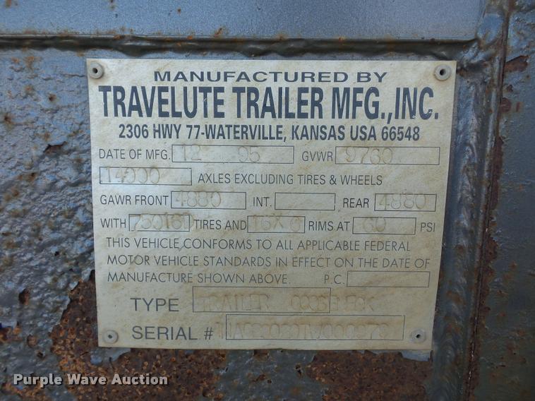 image for item DA5885 1996 Travelute livestock trailer