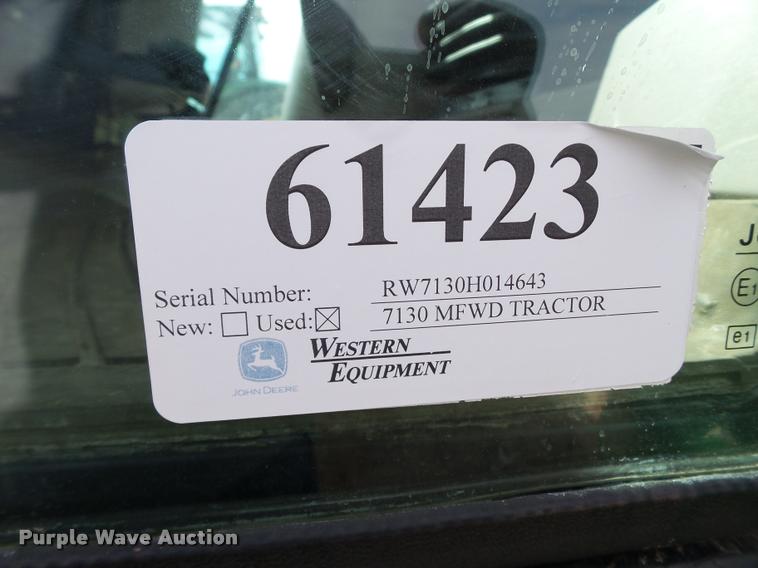 image for item L1665 2009 John Deere 7130 MFWD tractor