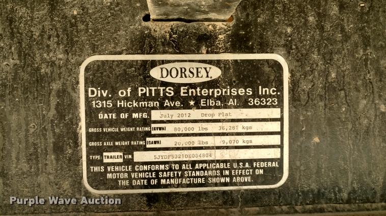 image for item DA5508 2013 Dorsey drop deck trailer