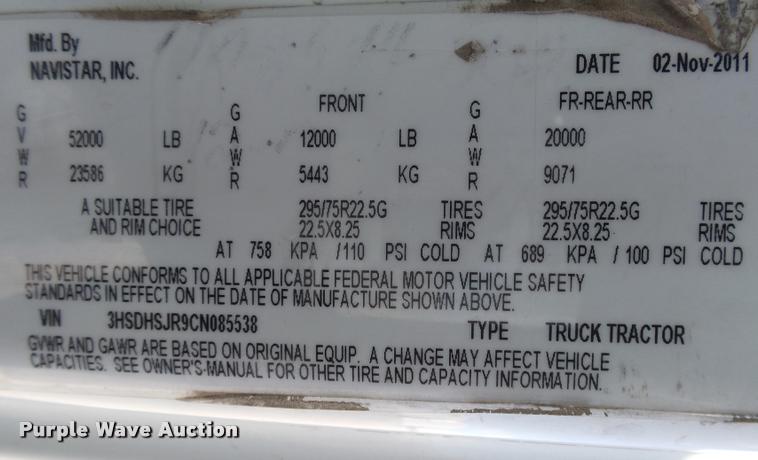 image for item DB1889 2012 International ProStar Plus semi truck