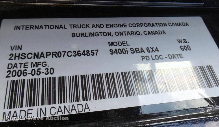 image for item DB2357 2007 International 9400i semi truck