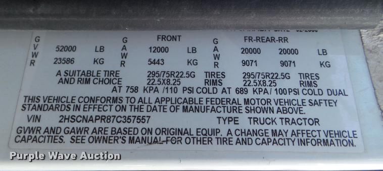 image for item DB2362 2007 International 9400i semi truck
