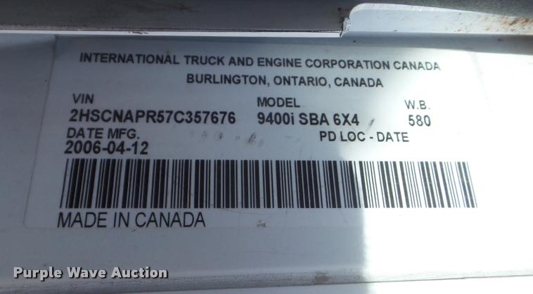 image for item DB2367 2007 International 9400i semi truck