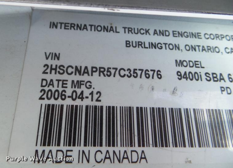 image for item DB2367 2007 International 9400i semi truck