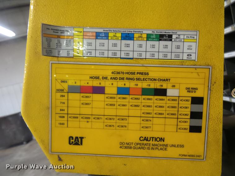 image for item AX9371 Caterpillar 4C3670 hose crimping machine