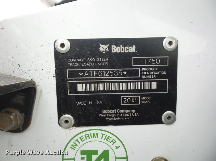 image for item L4535 2013 Bobcat T750 skid steer