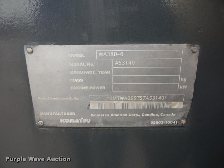 image for item L4544 2007 Komatsu WA380-6 wheel loader