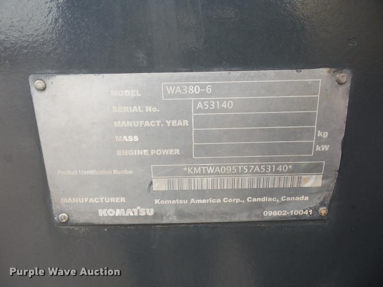 image for item L4544 2007 Komatsu WA380-6 wheel loader