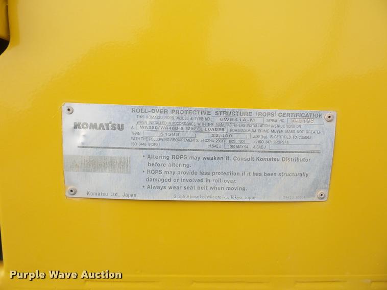 image for item L4544 2007 Komatsu WA380-6 wheel loader