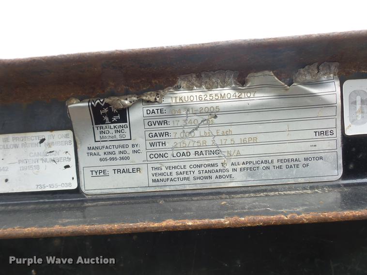 image for item L4549 2005 Trail King TK14U equipment trailer