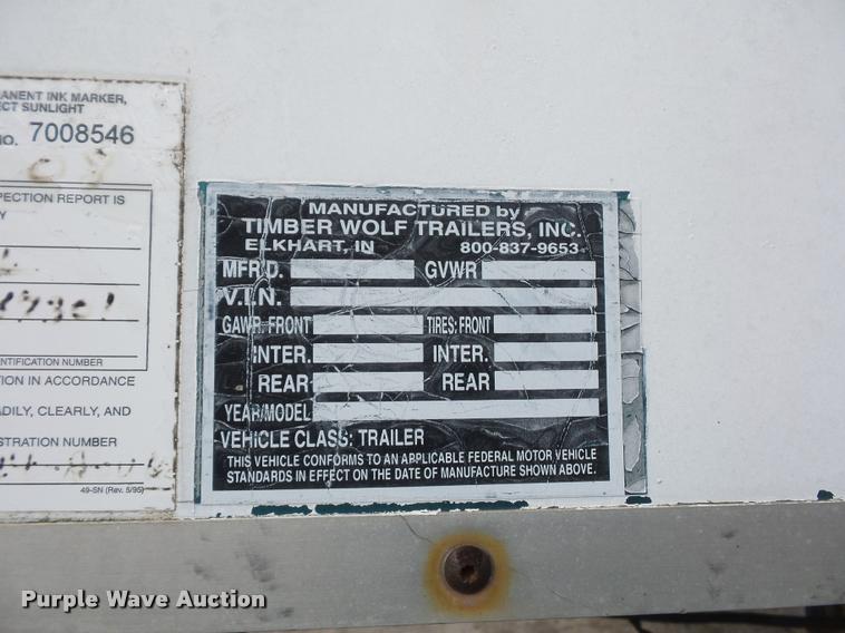 image for item BI9146 1995 Timberwolf enclosed cargo trailer