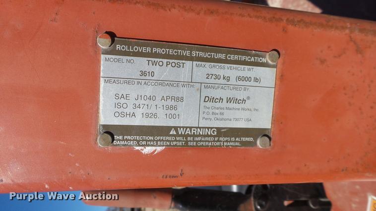 image for item CB9536 1996 Ditch Witch 3610 trencher