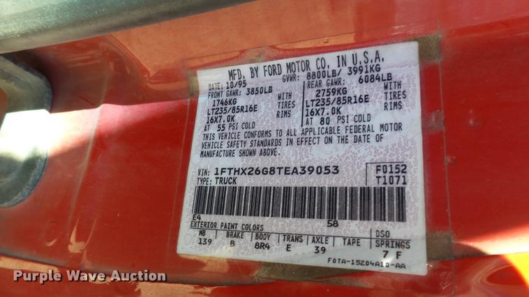 image for item CB9564 1996 Ford F250 SuperCab pickup truck