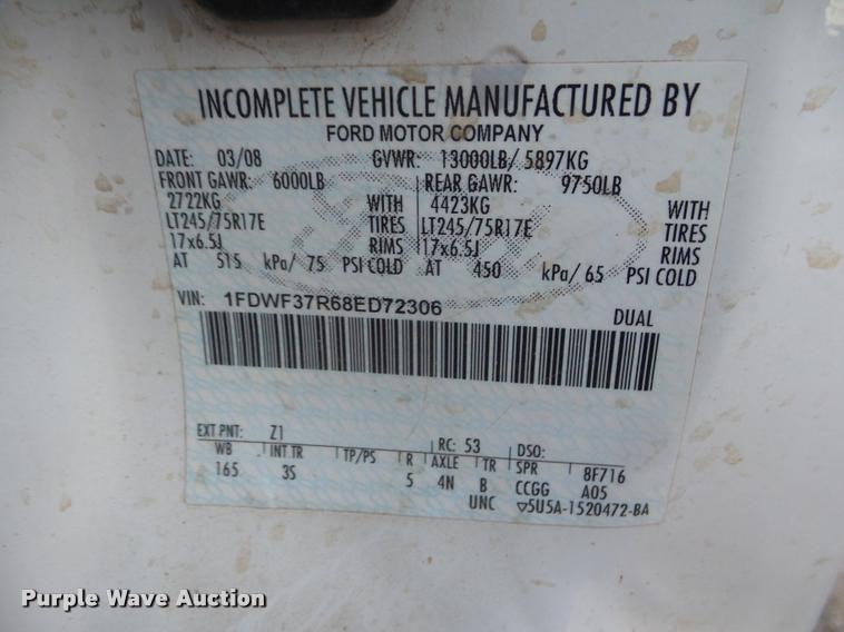 image for item DA7666 2008 Ford F350 Super Duty bale bed pickup truck