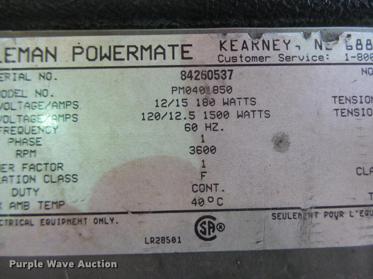 image for item DA9391 Coleman 1850 generator