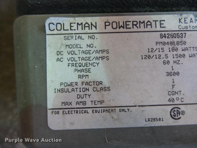 image for item DA9391 Coleman 1850 generator