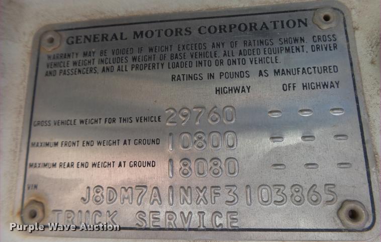 image for item DB1918 1985 GMC W7R042 refuse truck