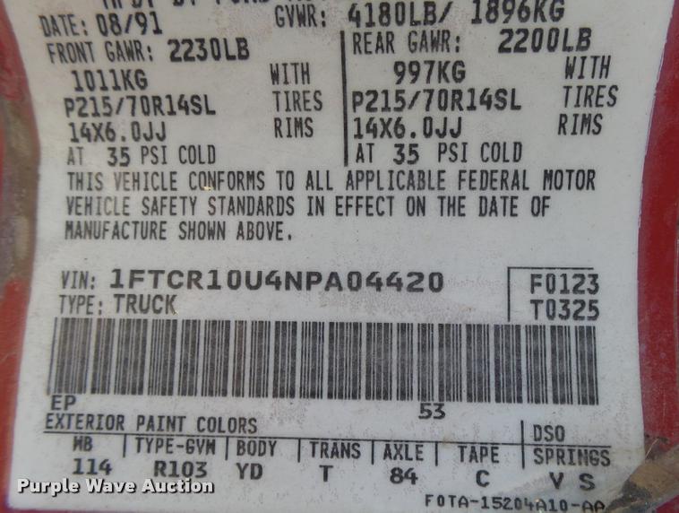 image for item DB1929 1992 Ford Ranger XLT pickup truck