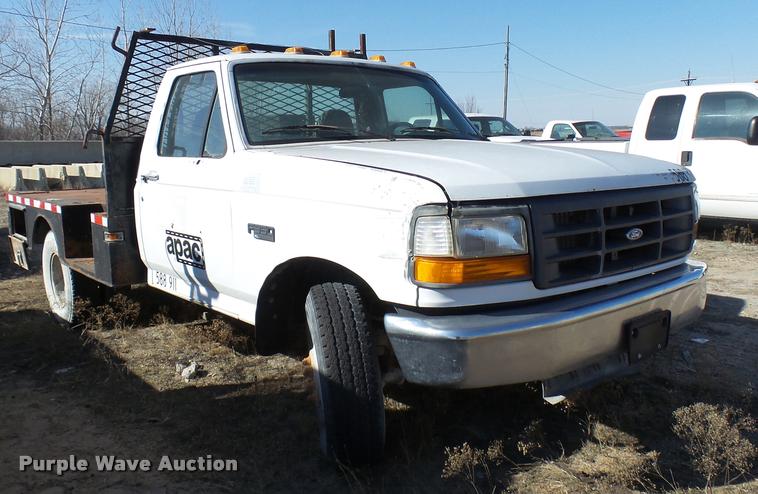 image for item DB2343 1997 Ford F350 XL flatbed pickup truck