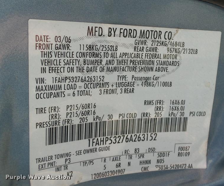 image for item DB3794 2006 Ford Taurus SE