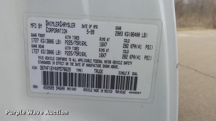 image for item DB3802 1999 Dodge Ram 1500 Sport pickup truck