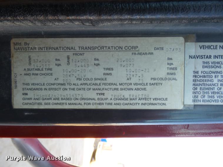 image for item L4586 1994 International 8100 flat dump bed truck