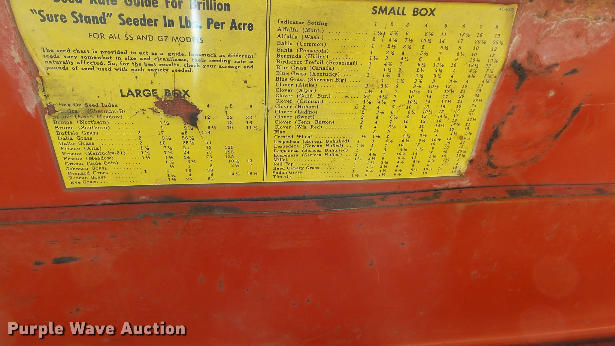 Brillion Sure Stand Seeder In Parkville MO Item DJ9442 Sold Purple 