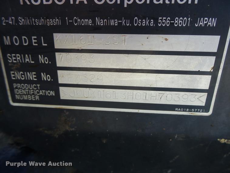 image for item DA3327 2008 Kubota KX161-3 compact excavator