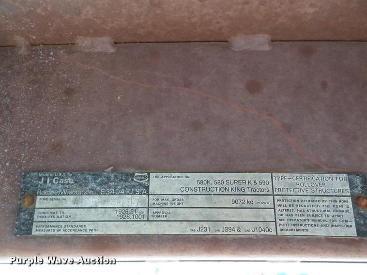 image for item DA7370 1991 Case 580 Super K backhoe