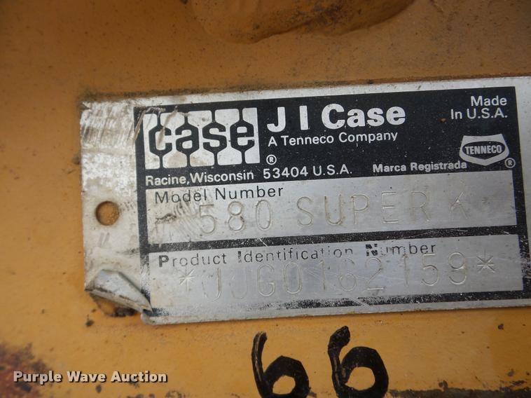 image for item DA7370 1991 Case 580 Super K backhoe