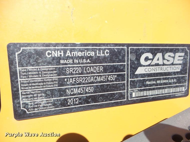 image for item DA7731 2012 Case SR220 skid steer