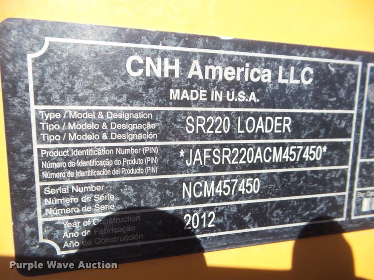 image for item DA7731 2012 Case SR220 skid steer