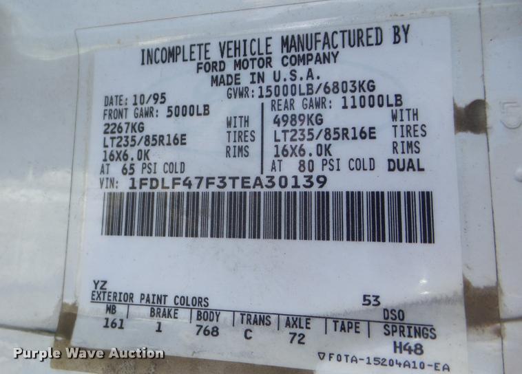 image for item DA7736 1996 Ford F450 Super Duty utility truck